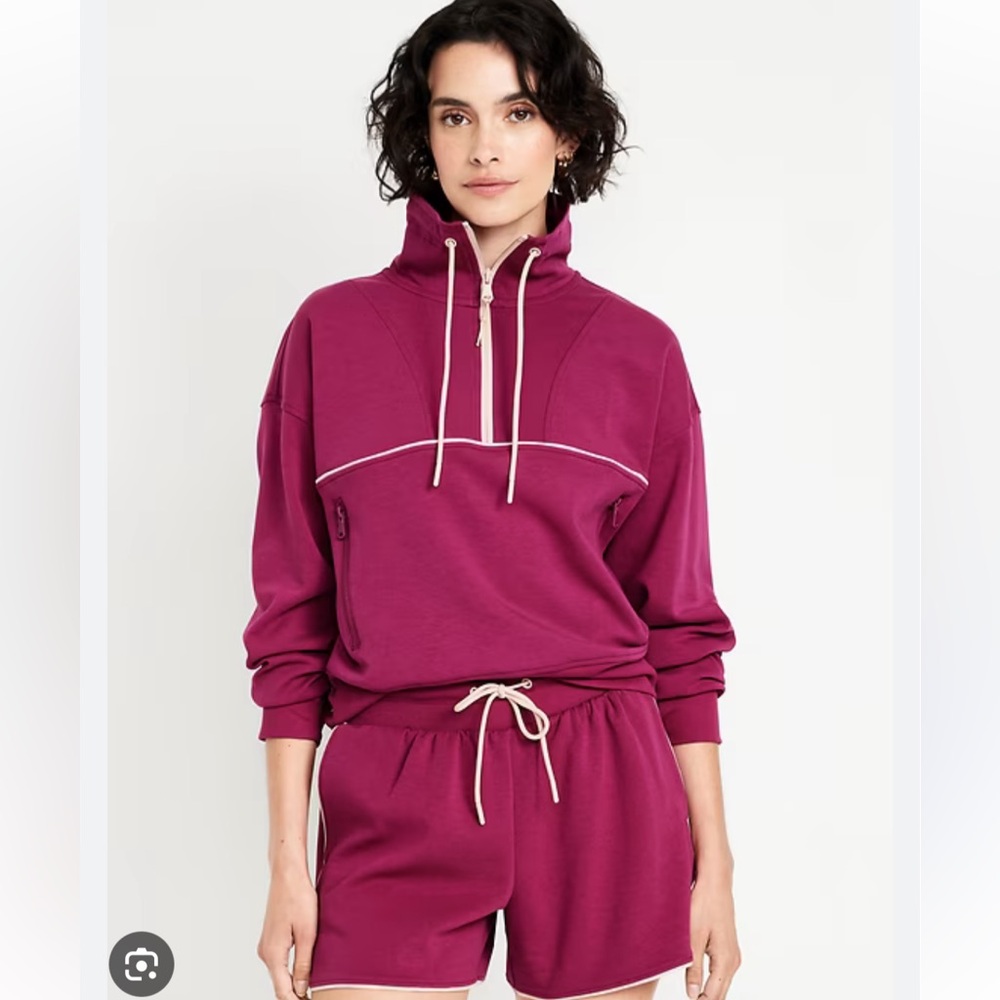 Old Navy Active Dynamic Fleece Fuchsia Pink Pullover Half-Zip Hoodie Small